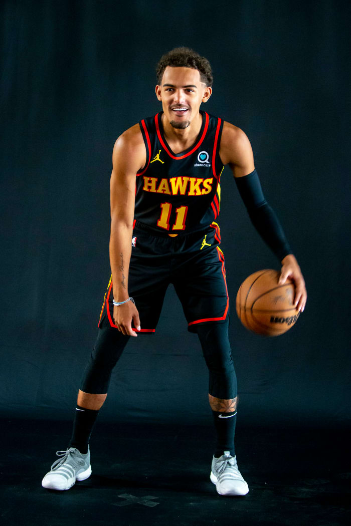 Trae Young poses for a photo at Media Day.
